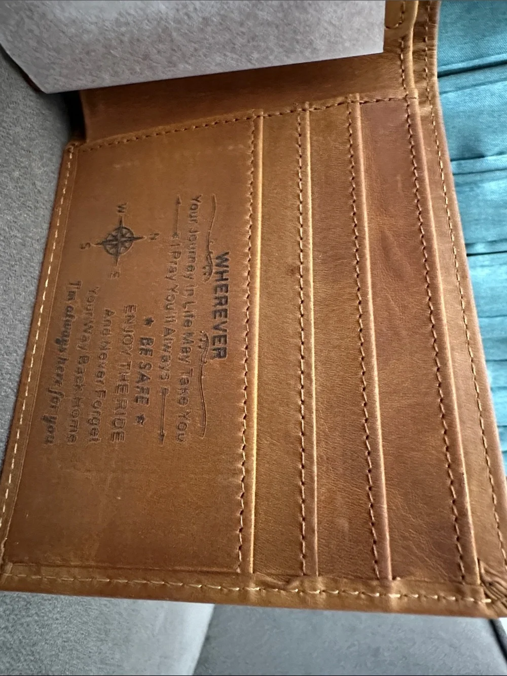 Men's engraved  Bifold Wallet in Tan